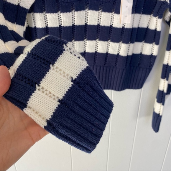 Quarter Zip Collared Pullover Sweater Blue White Stripe Universal Thread Sz S - Picture 5 of 9